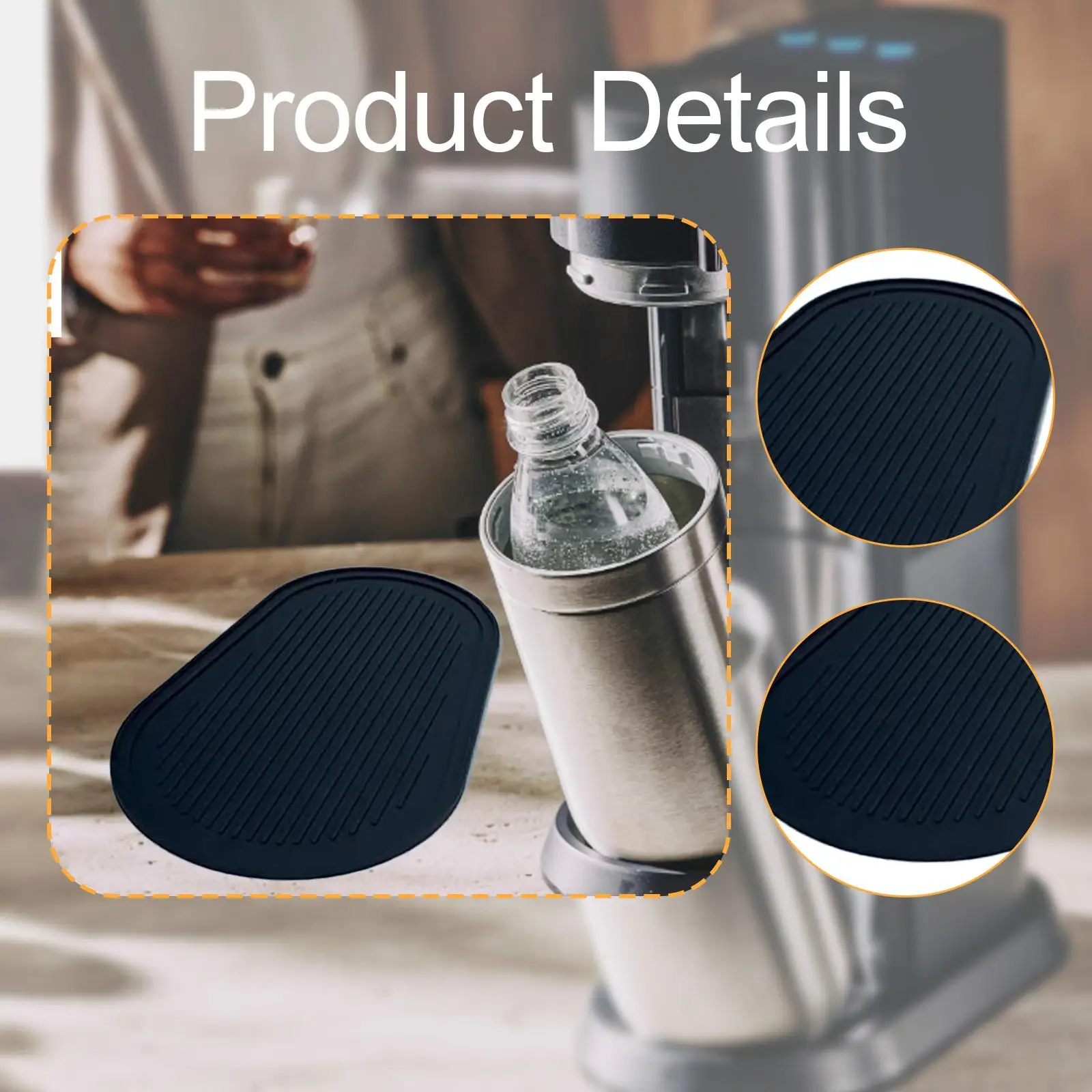 シリコン製滑り止めドリップマット（ソーダマシン用、幅広エッジパッド、ソーダメーカー用ドリップトレイ、シリコン乾燥マット下敷き）