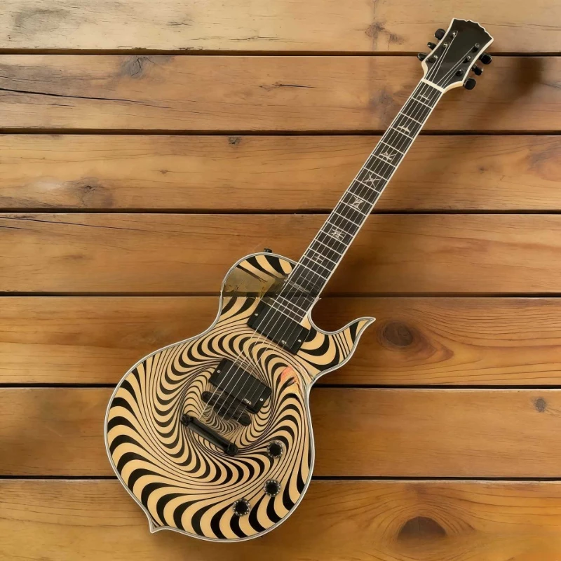 Hochwertige, grenzüberschreitende schwarze Vortex-E-Gitarre mit spezieller Form und Körperdesign