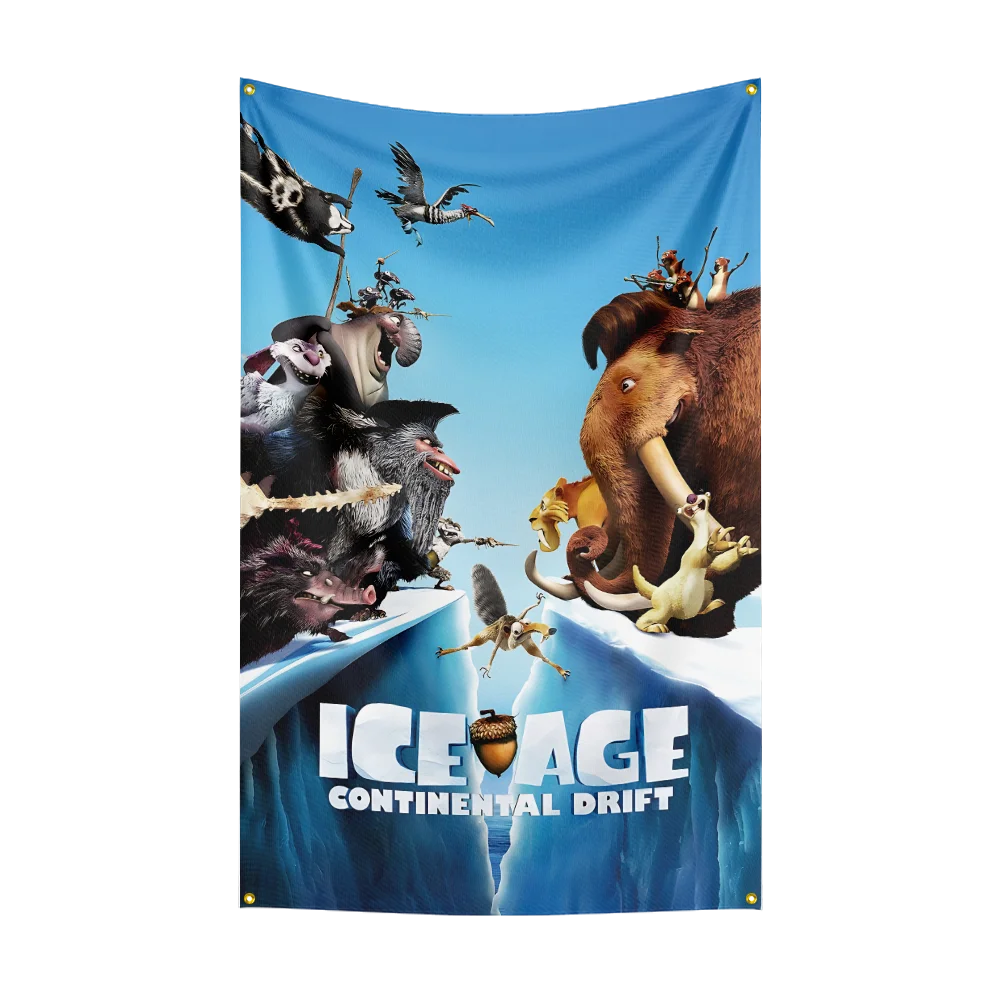 Ice Age poster cartoon Flag Poster Flag Wall Hanging Tapestry Double Penetration for Room Decor Dormitory Decor