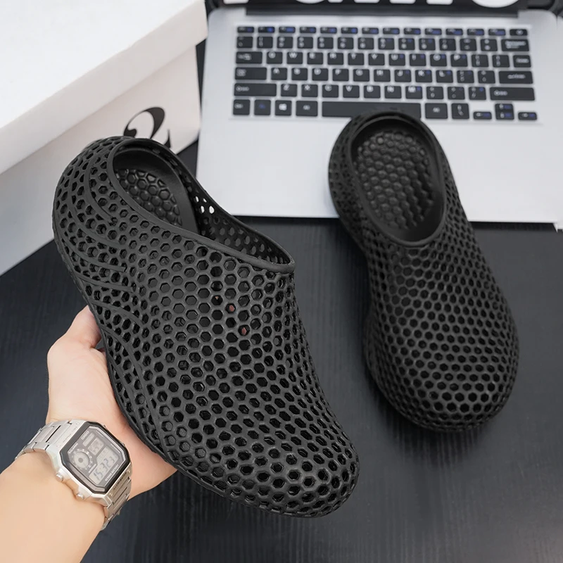 

Summer men's hollow sandals wormhole breathable casual shoes 3D printed comfortable hole shoes outdoor anti slip beach slippers