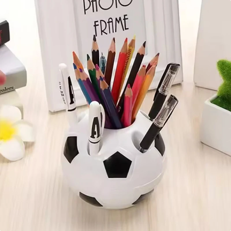 Futebol Pen Holder para Estudante, Caixa De Armazenamento De Plástico, Multi Funcional Papelaria, Presente, 1Pc