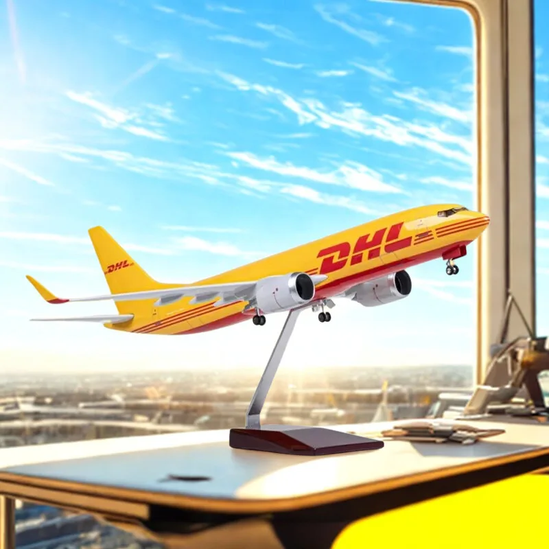 

Children Toy B737 Airplane Model 47CM DHL Cargo Express Airline Resin Aircraft Base Landing Gears Model Plane Kits To Build For