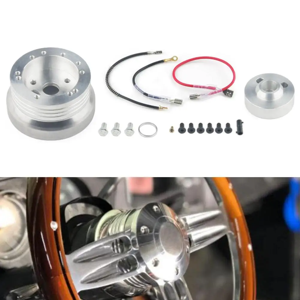 

Aluminum Steering Wheel Adapter Kit Aluminum Alloy Polished Hub Adapter Direct Installation With No Modifications
