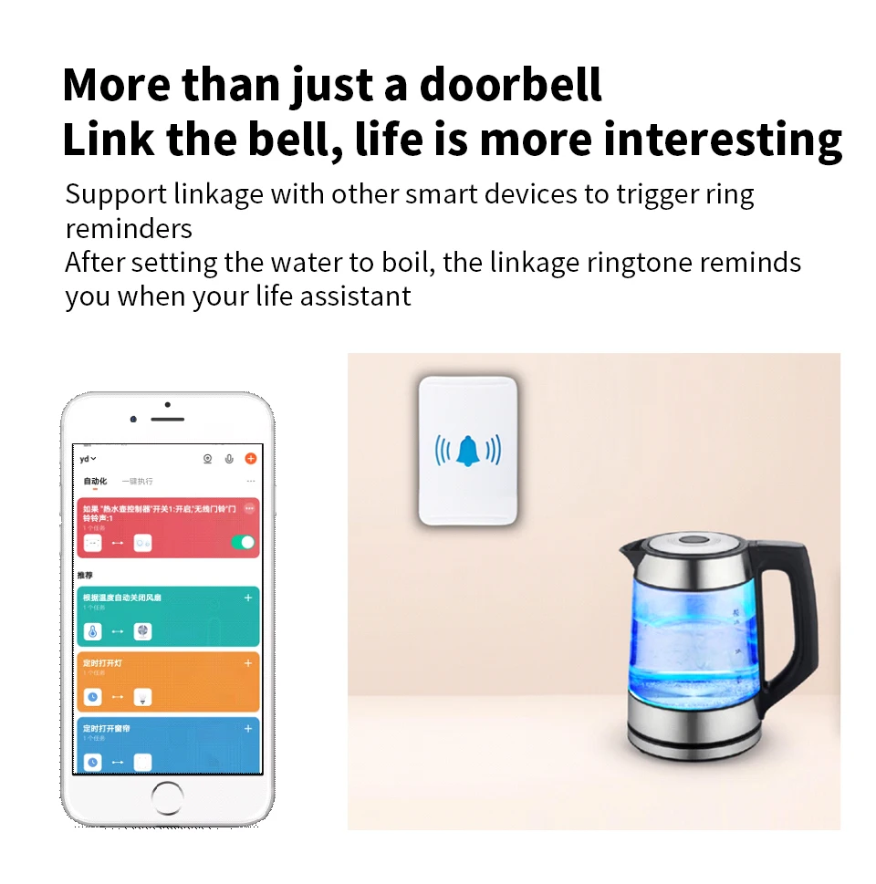 Wireless WiFi Bell Tuya no battery required Waterproof external wireless bell Smart life app smart door bell setting