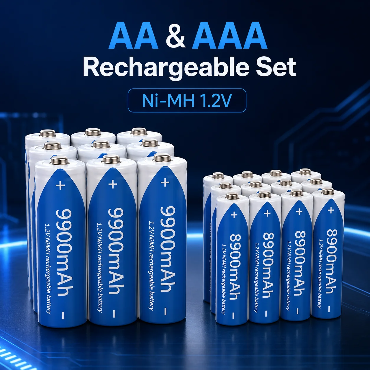 

1.2V High Capacity NiMH Rechargeable AA AAA Batteries 9900mAh For Electric Toys Remote Control Computer Mouse Wholesale