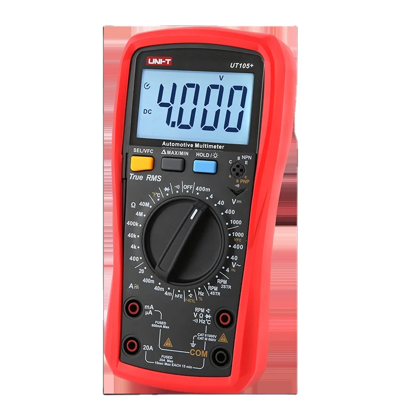 

UNI-T Automotive Digital Multimeter UT105+ 1000V AC DC Voltmeter Ammeter Capacimeter Temperature Tester Frequency Meter