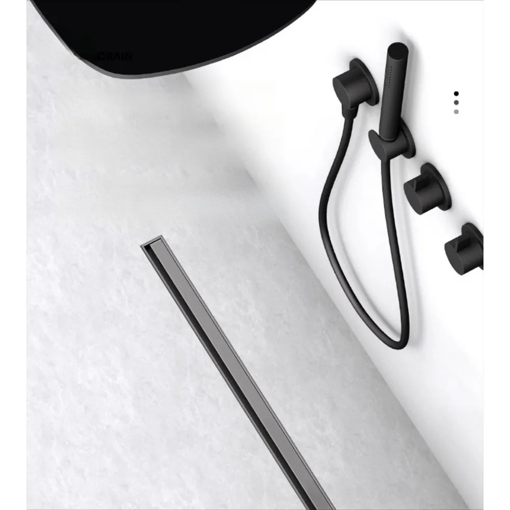 Wide and extremely narrow linear rectangular stainless steel deodorant floor drain shower strip minimalist side drainage