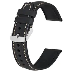 BISONSTRAP Leather watch strap Quick Release, 18 20 22mm Replaceable Strap Vintage Strap for Men and Women Premium Smooth Soft