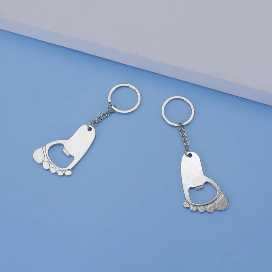 1/2Pcs Foot Shaped Metal Beer Bottle Opener Keychain Aluminum Alloy Beer Bottle Opener Keychain Beverage Bottle Open Tool