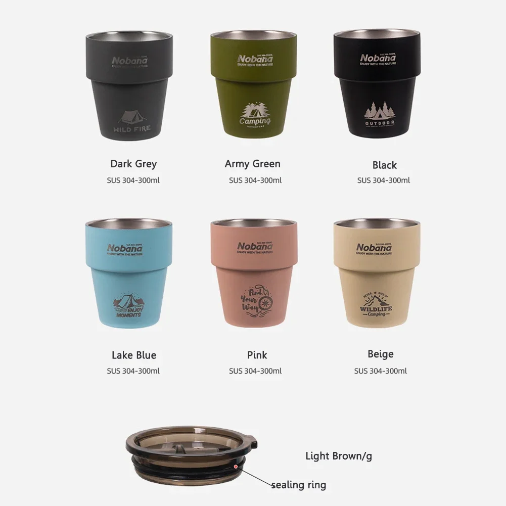 أكواب التخييم 300 مللي أكواب القهوة كوب من الفولاذ المقاوم للصدأ أكواب الشاي والحليب العزل الحراري مع غطاء أواني التخييم نزهة #4