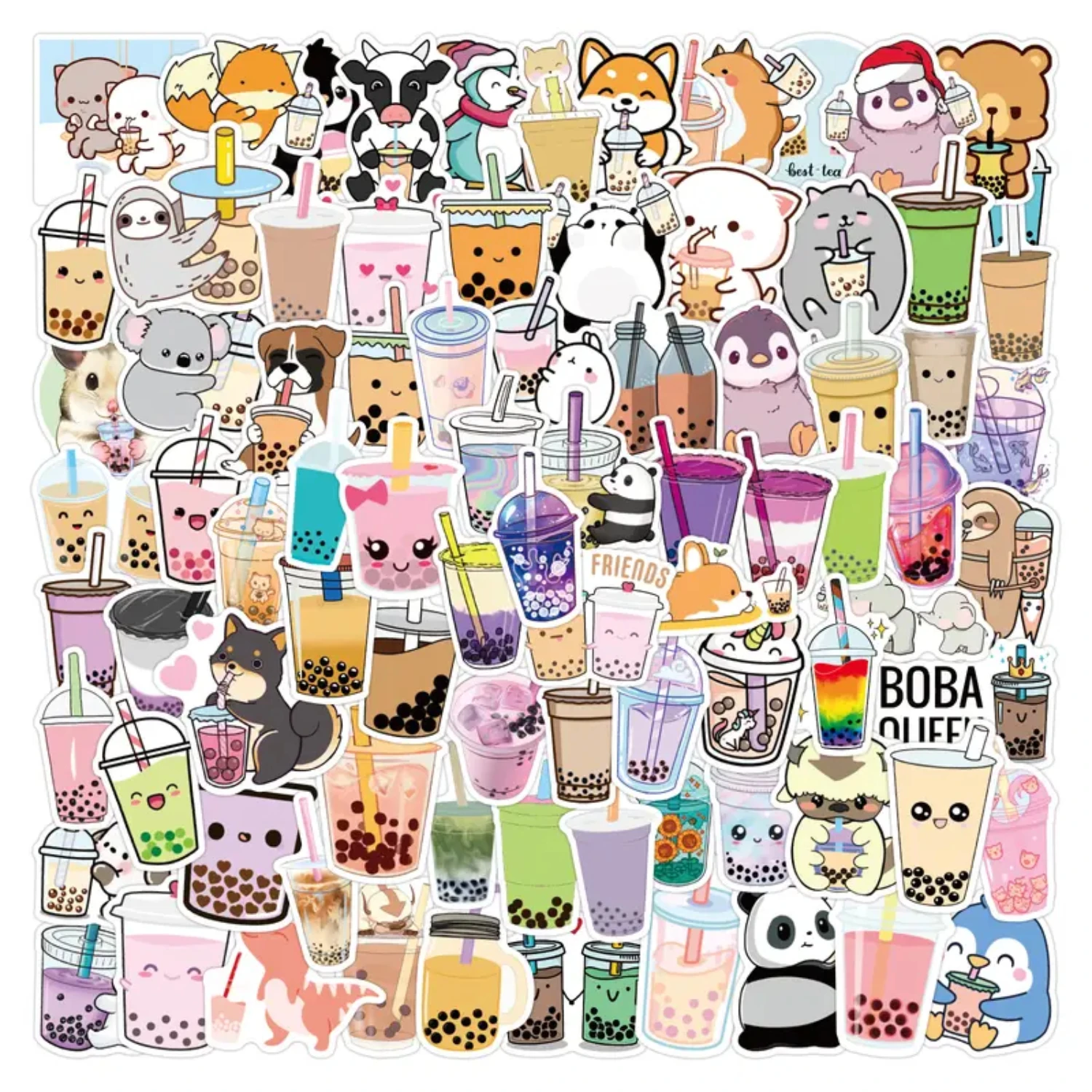 100Pcs Bubble Tea Pearl Milk Tea Stickers, Boba Drink Stickers ,Vinyl Waterproof Stickers For Laptop Water Bottles Hydrarflask S