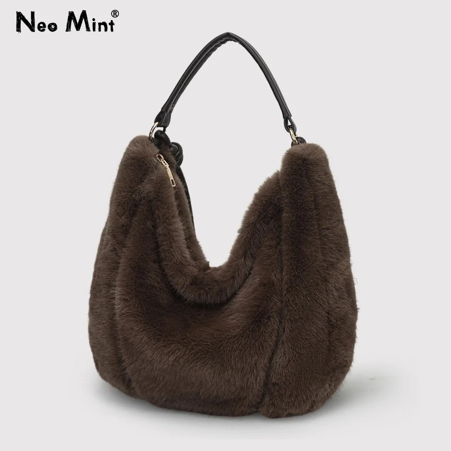Neo Mint 2026 Winter Luxury Brand Design Faux Mink Fur Handbags Women Crossbody Shoulder Bags Chic Street Fashion Girls Hobo Bag