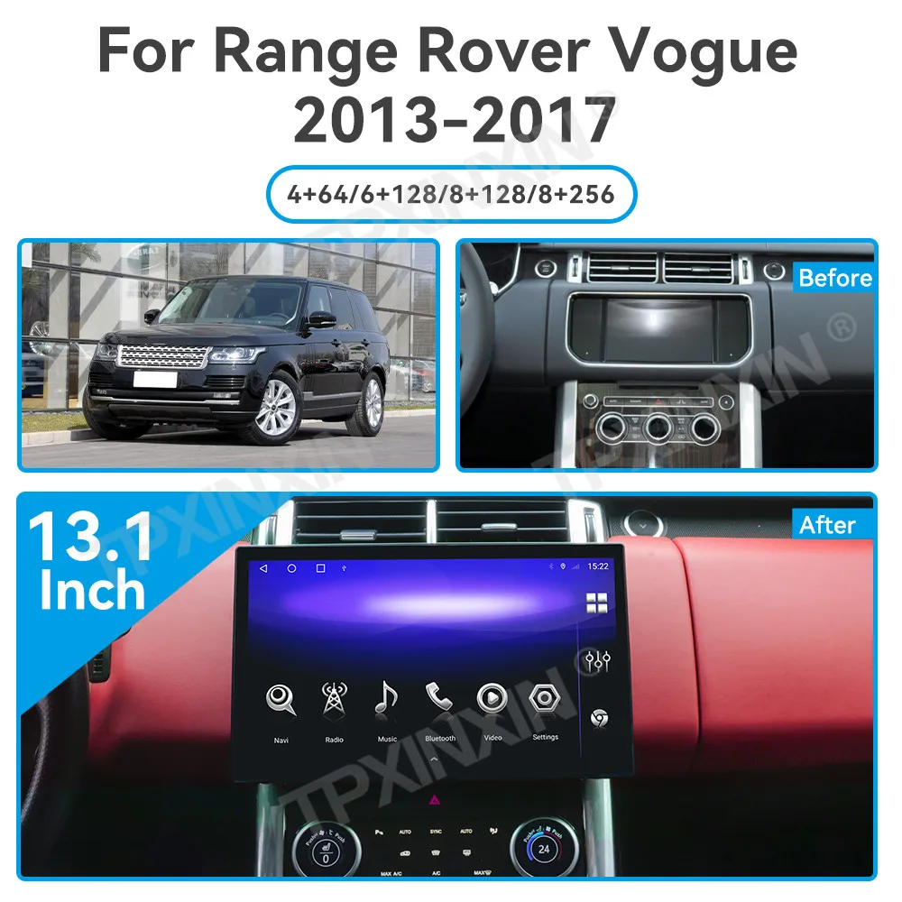 13.1 Inch Android 13.0 Car Radio For Range rover Vogue 2013-2017 Multimedia Player GPS Navi CarPlay HD Blu Ray screen Head Unit