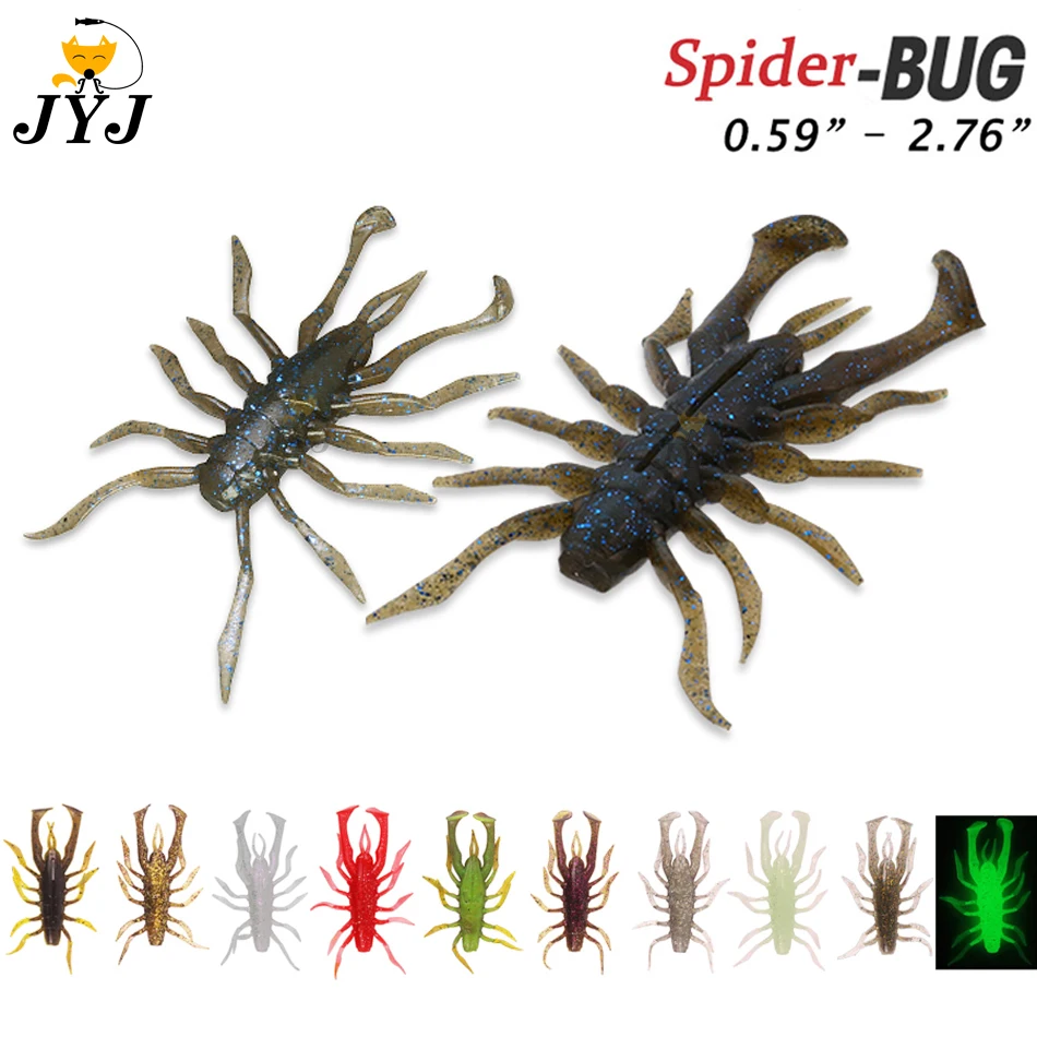 4pcs/lot High specific gravity Lure soft bait 3.5cm/7cm RV-BUG multi-legged insect competitive water spider fake bait multicolor