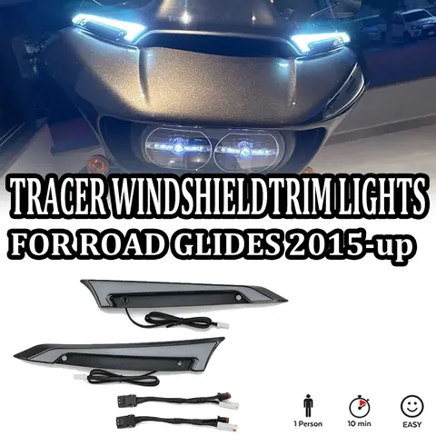 오토바이 트레이서 앞 유리 장식 램프, 일광 주행 램프, 방향 지시등, 할리 로드 글라이드용, 신제품