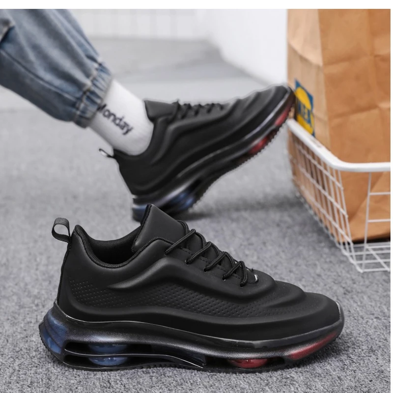 

Men's Large-sized All-season Round-toe Thick-soled Height-increasing Lace-up Elastic Soft-soled Outdoor Fashion Running Shoes