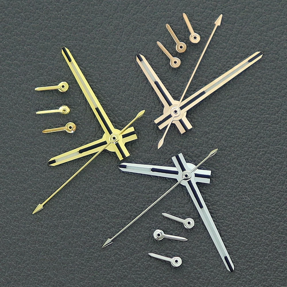 13,5-mm-Zeiger VK63, silberfarben, roségoldfarben, für VK-63-Uhrwerk, Zeiger für Daytona VK63, 6 Zeiger, blau-grün leuchtend