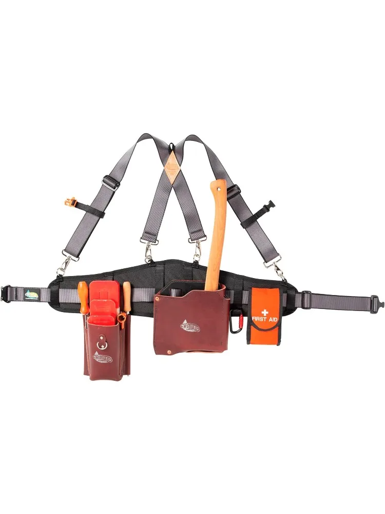 

Leather Logging Belt Kit, Latigo Leather Tool Belt with Suspenders, Arborist Accessory, Women and Men’s Tool Bel