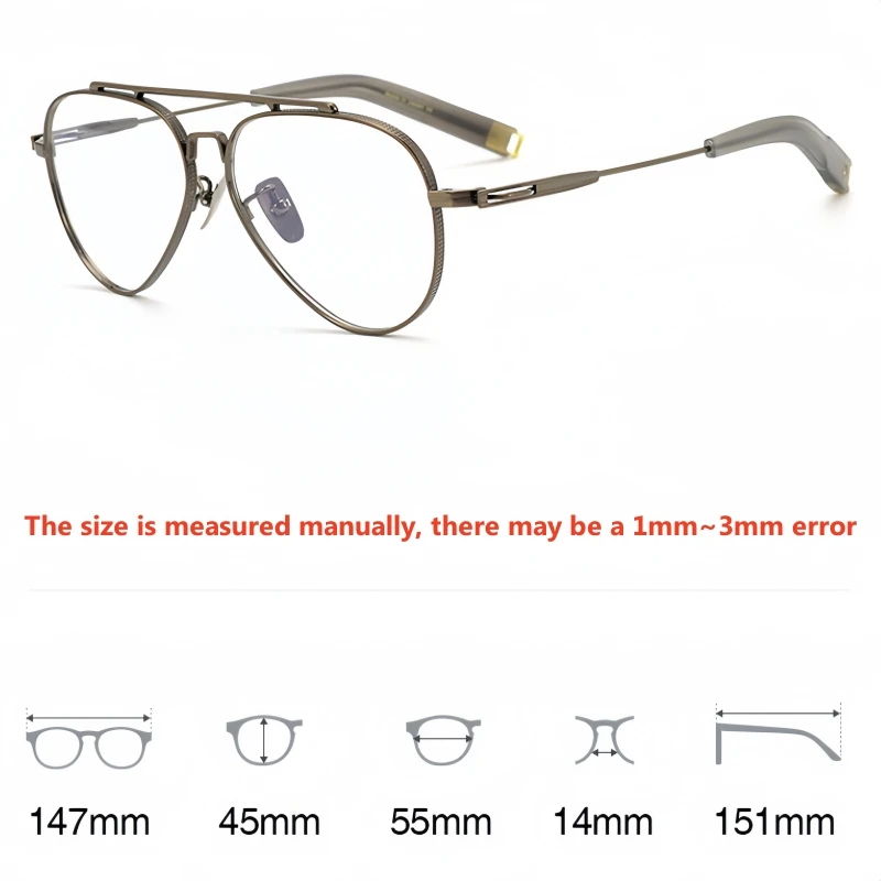 TFTB High Quality Men's Pilot Glasses Luxury Pure Titanium Eyewear Women Ultra-light Flexible Big Size Eyeglasses Frame LSA101 - Detail 1