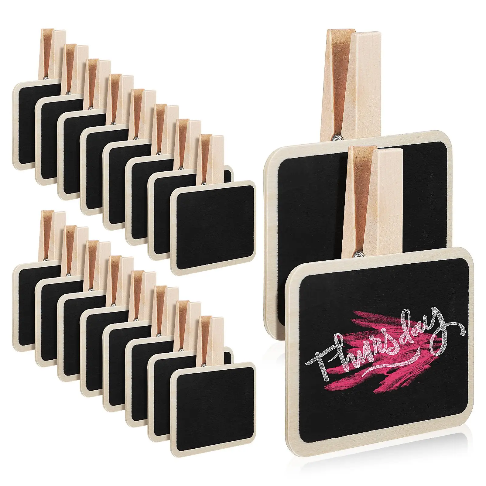 

20 Pcs Chalkboard Clips 7 2x6 8x4 8cm Wooden Square Reusable Food Labels Mini Chalkboard Signs For Food Party Buffet Photo Clip