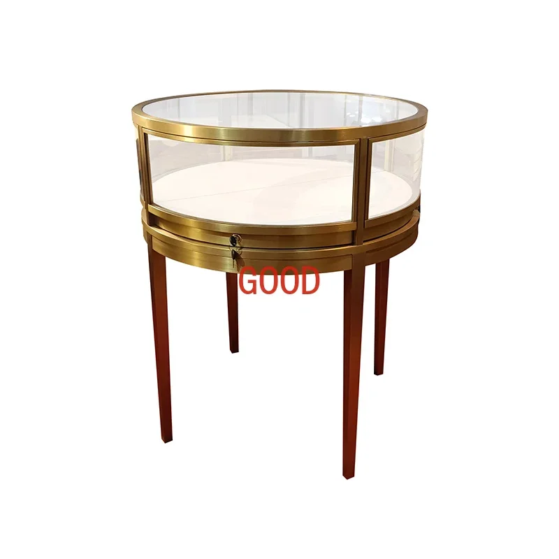 

Custom Sundo luxury jewelry shop display cabinet good quality round jewelry showcase lighting customized