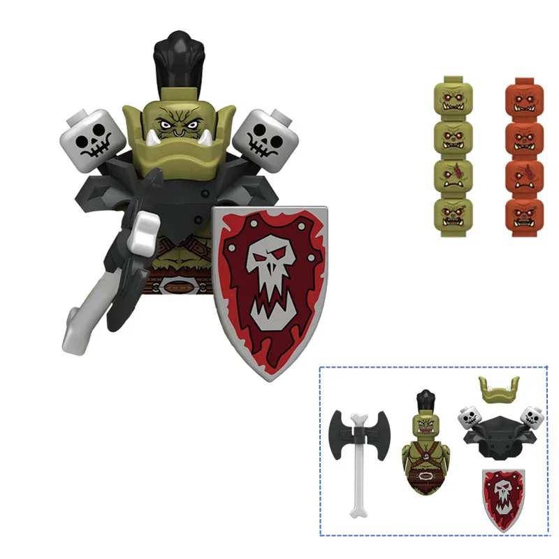

MOC креативные средневековые фигурки лотру Орк армейские солдаты Raider Vargr Knights, строительные блоки, кирпичи, игрушки для детей, подарки