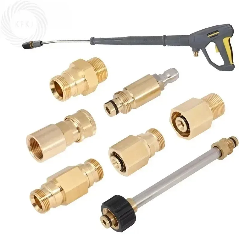 Adaptador de pistola de agua de alta presión, conector de latón para M22-14, Compatible con arandelas a presión de la serie HD