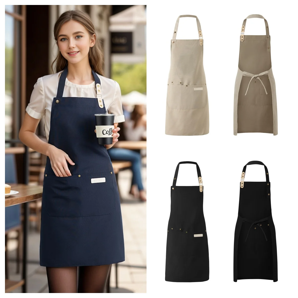 

1 Piece Chef Apron Unisex Waterproof Canvas Durable for Restaurant Hotel Baking Beauty Salon Nail Art Kitchen Cooking
