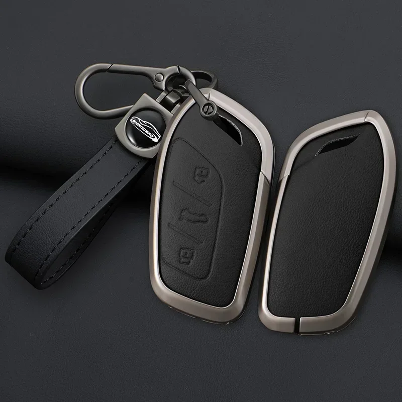 Leather Car Smart Key Cover Case Holder Bag Keychain for Roewe RX5 I5 I6 RX3 RX8 ERX5 HS EHS for MG ZS EV MG6 EZS Protector