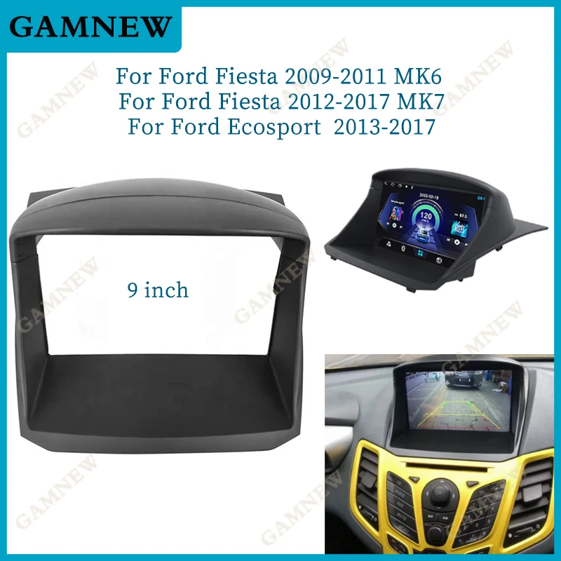 9 Inch Car Frame Fascia Adapter Canbus Box Decoder Android Radio Dash Fitting Panel Kit For Ford Fiesta