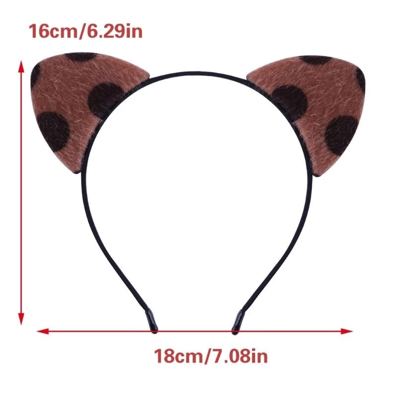 652F Mèo sang trọng phổ biến Băng tóc với bản in da báo chấm cho bữa tiệc sinh nhật dành cho phụ nữ sử dụng băng đô sử dụng hàng