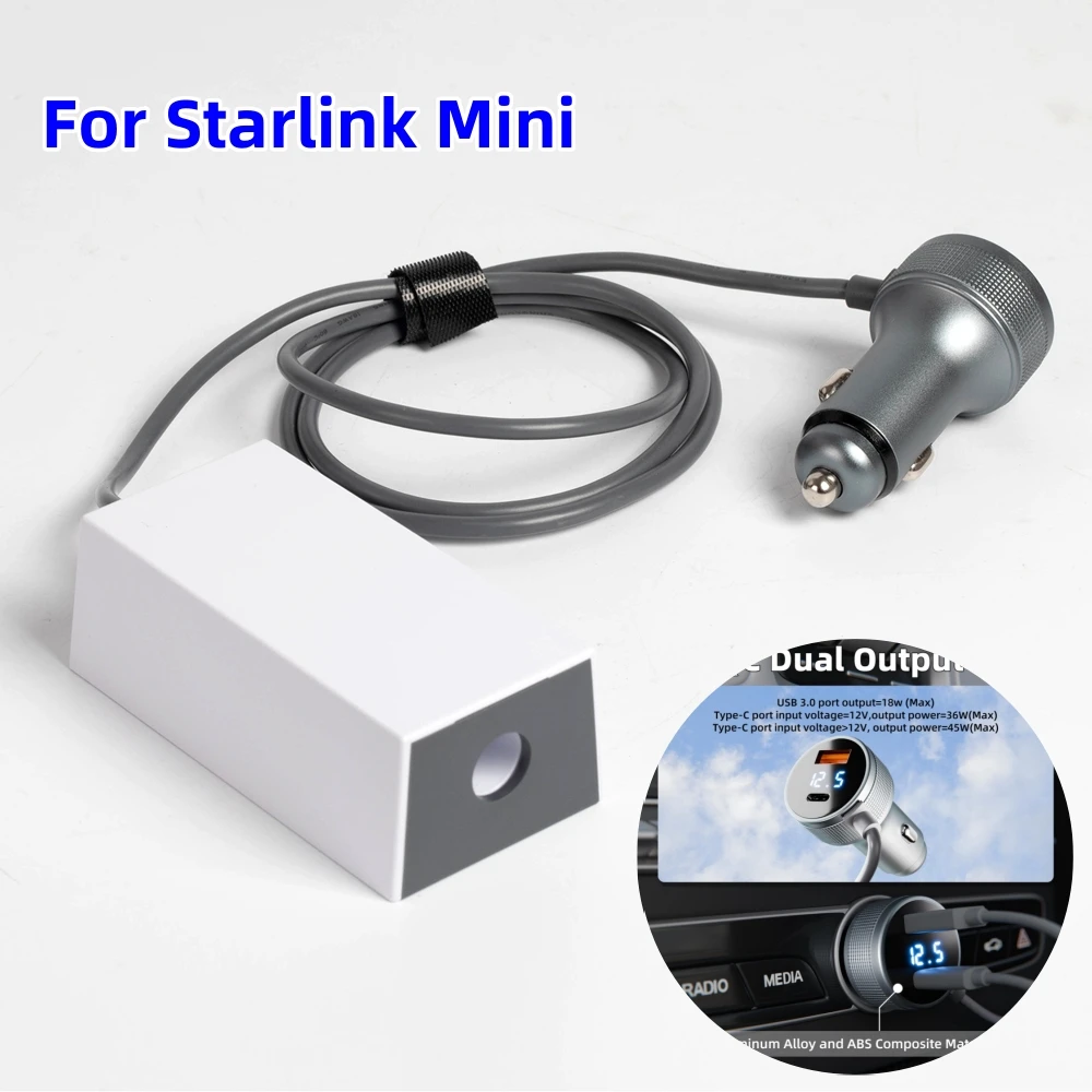 For Starlink Mini Adapter Car Charger Cable to DC Power Cord Regulator Converter 12V-36V Input Car Charger Waterproof Portable