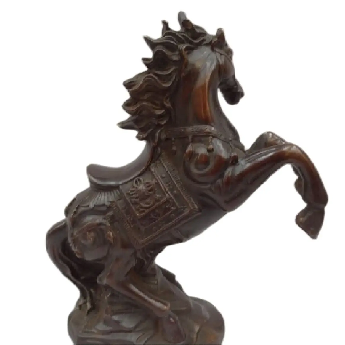 

song voge gem S2703 10" Folk Chinese Year Zodiac Bronze YuanBao Wealth Dragon Head Up Horse Statue