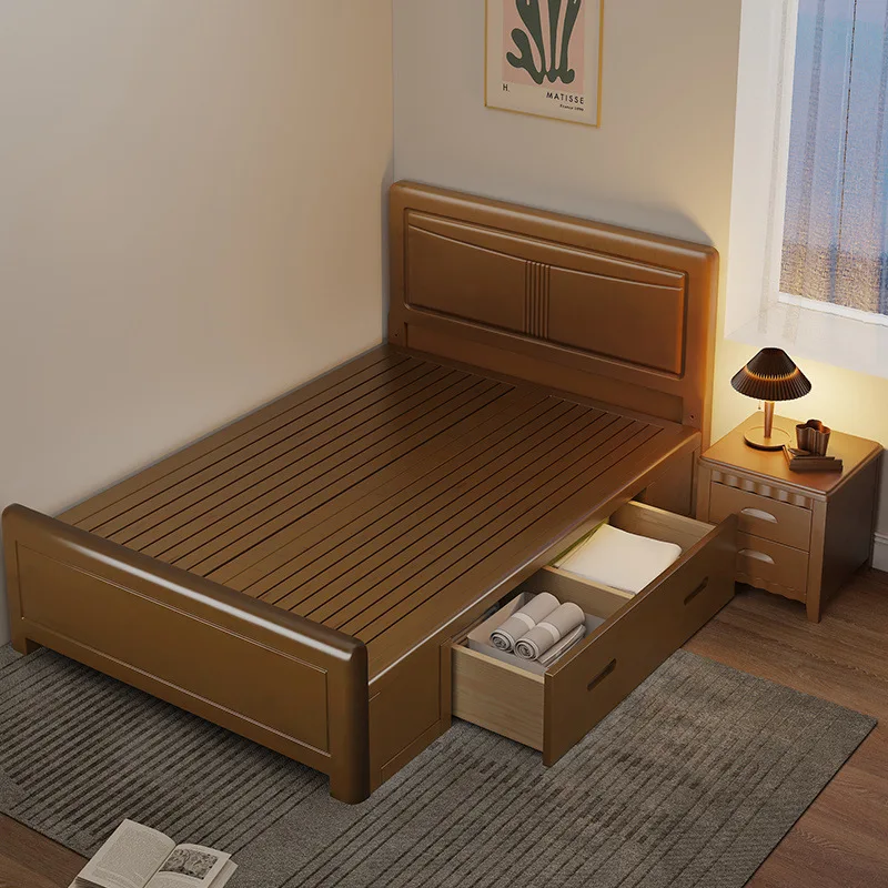 Односпальная кровать 1 метр 1,2 метра Кровать для пожилых людей 1,35 Хранение 1,5 секунды Спальня 0,9 Массив дерева