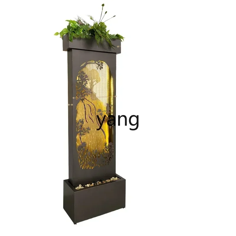 lmm Floor-to-ceiling flowing water ornament next to the sofa, circulating high-end landscape decoration, landscape curtain wall