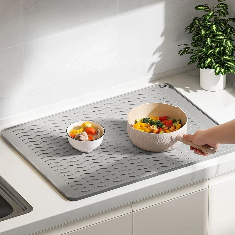 Silicone Heat Insulation Drain Mats, Kitchen Protection, Countertop Pad, Cutting Board, Non-Slip Mat, High Temperature, Anti-Hot
