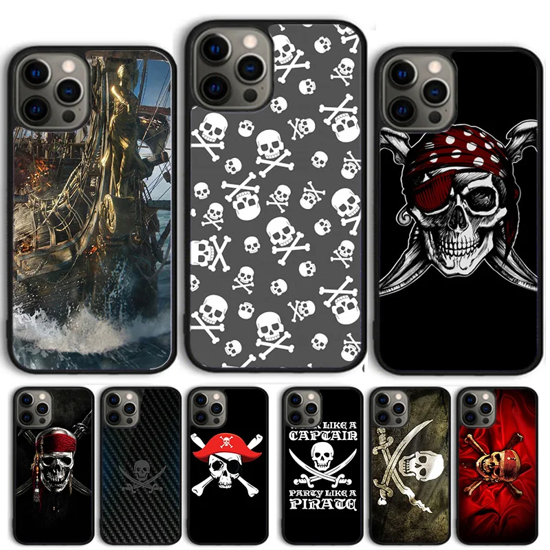 Pirate Skull Cross Bones Printed Phone Case Cover For iPhone 15 16 14 13 12 Pro Max mini 11 Pro Max XS XR Plus Coque