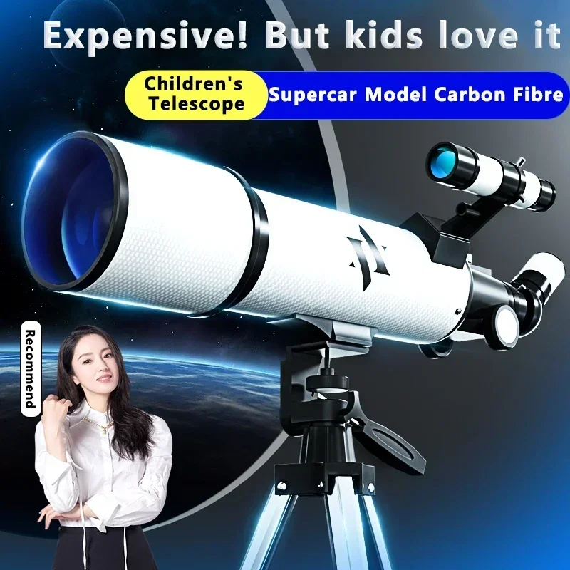 80MM Large Objective Professional Astronomical Telescope Length 500MM for Space Powerful Binoculars HD High Gift for Children