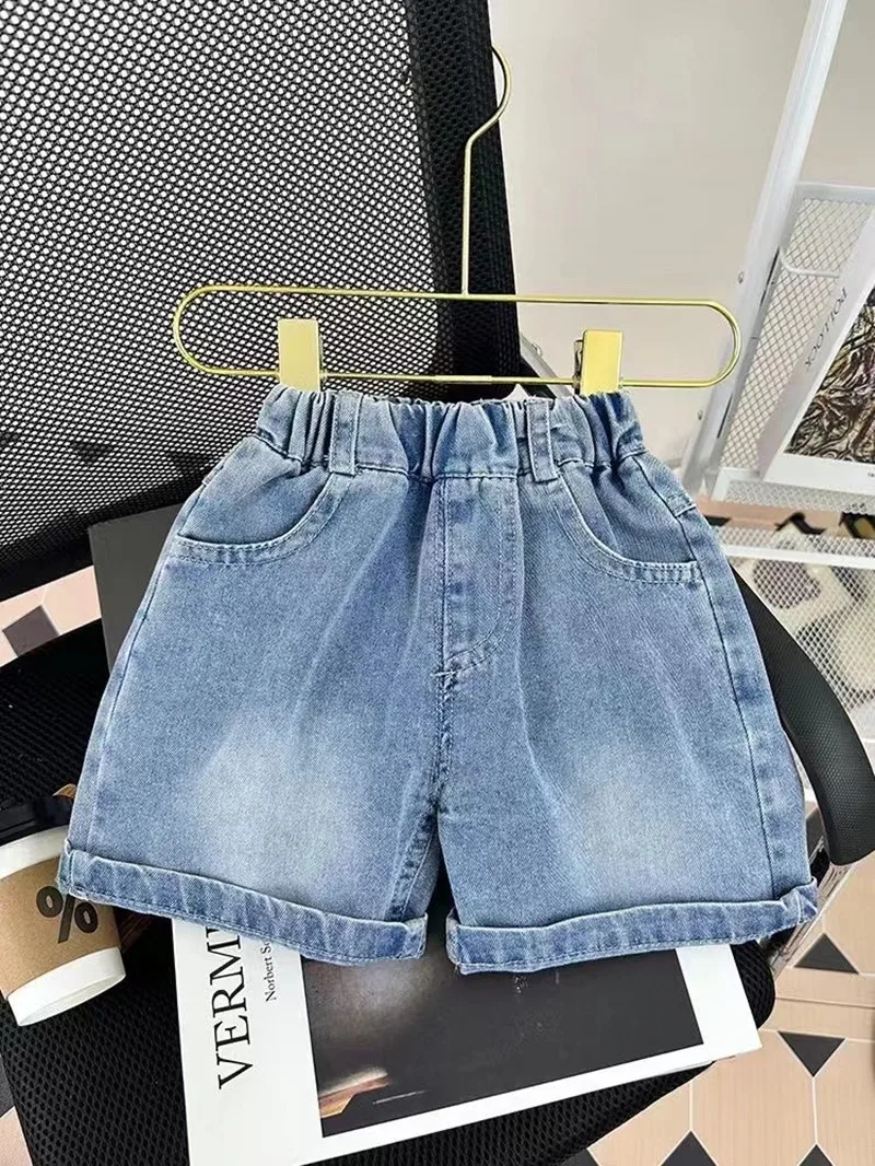 Boys\' Denim Shorts Summer Children\'s Pants Summer Thin Children\'s Middle Pants Wearing Baby Denim Shorts On TheOutside