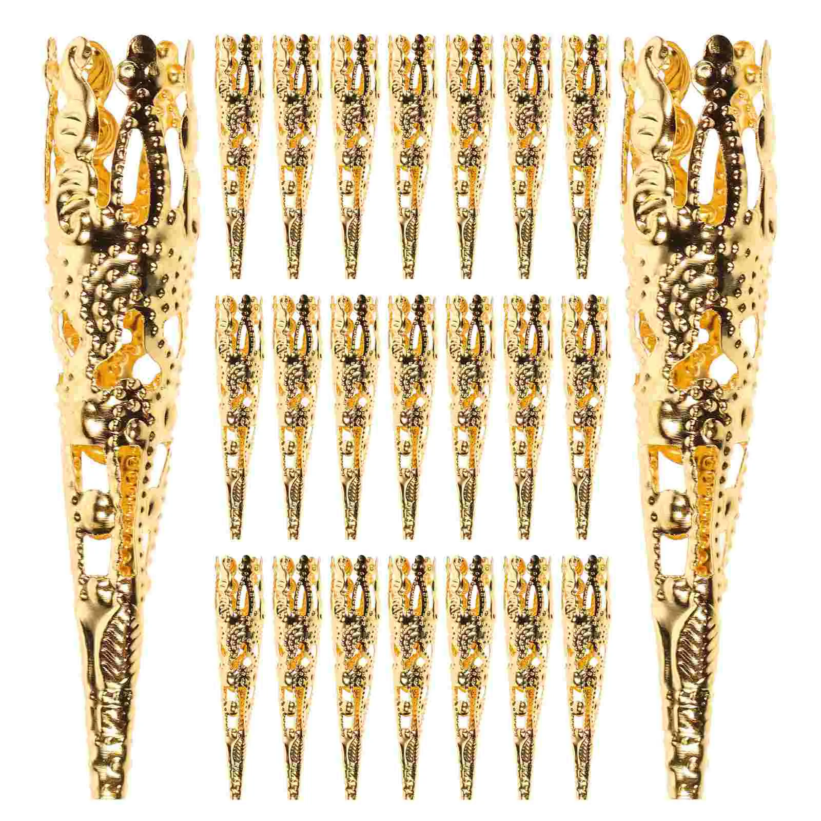 100 PCS Filigree Beads Caps Jewelry Charm Long Trumpet Flower Holder 5-petal Iron Cones Gold Jewlery