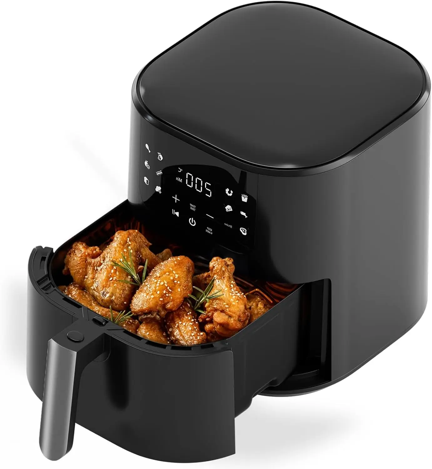 Square Air Fryer Oven with Visual Window, 5.28 Quart, 400°F Fast Heating, One-Touch Presets, Auto Shut-Off, Dishwasher-Safe Nons