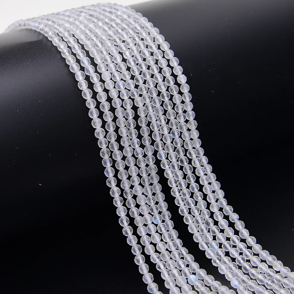 APDGG 4mm AA+ Natural Blue Moonstone Gems Faceted Round Loose Beads Strands 15.5