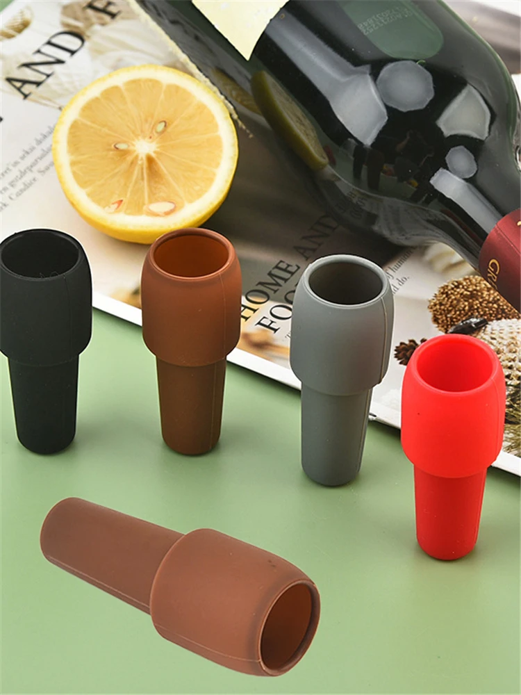 Tapones de silicona para vino, sellador de botellas de bebidas, tapón de botella de vino brillante reutilizable para mantener el vino fresco, champán