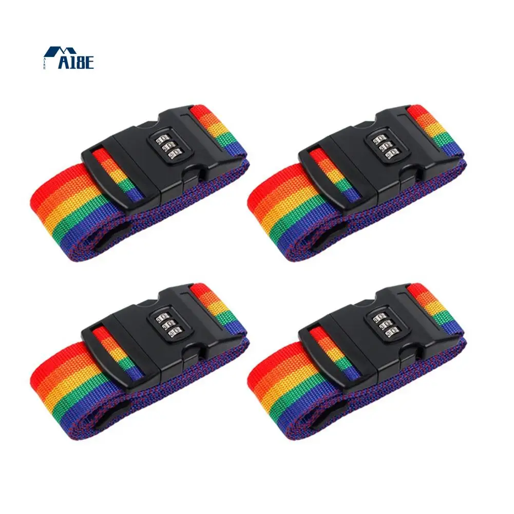 

A18E-4Pcs Ремень с пряжкой для багажа Противоугонный замок с паролем Упаковочный ремень Ремень для багажа Дорожный ремень