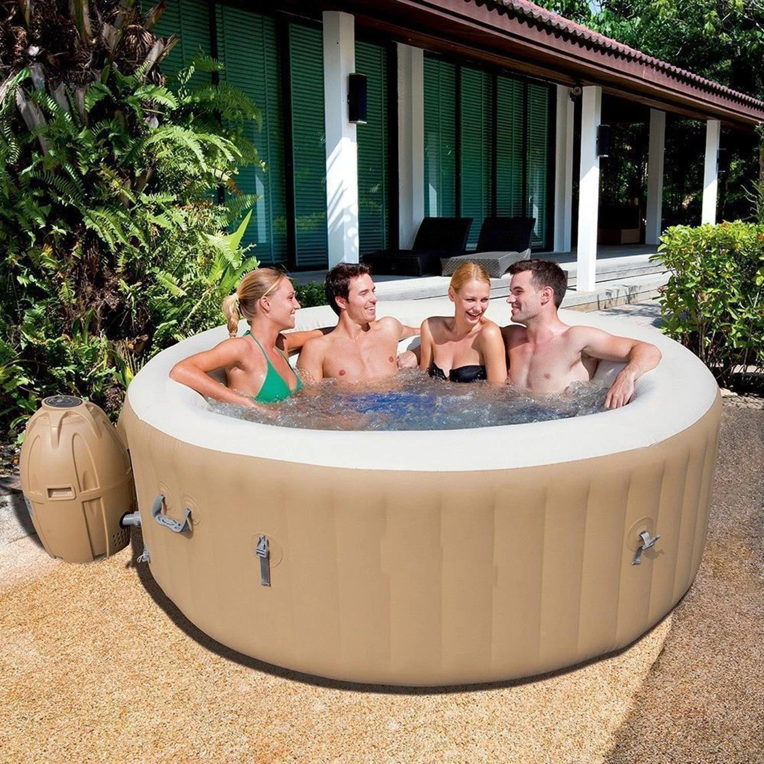 

High Quality Hot Sale Brown Inflatable Bath with Machine for Hot SPA