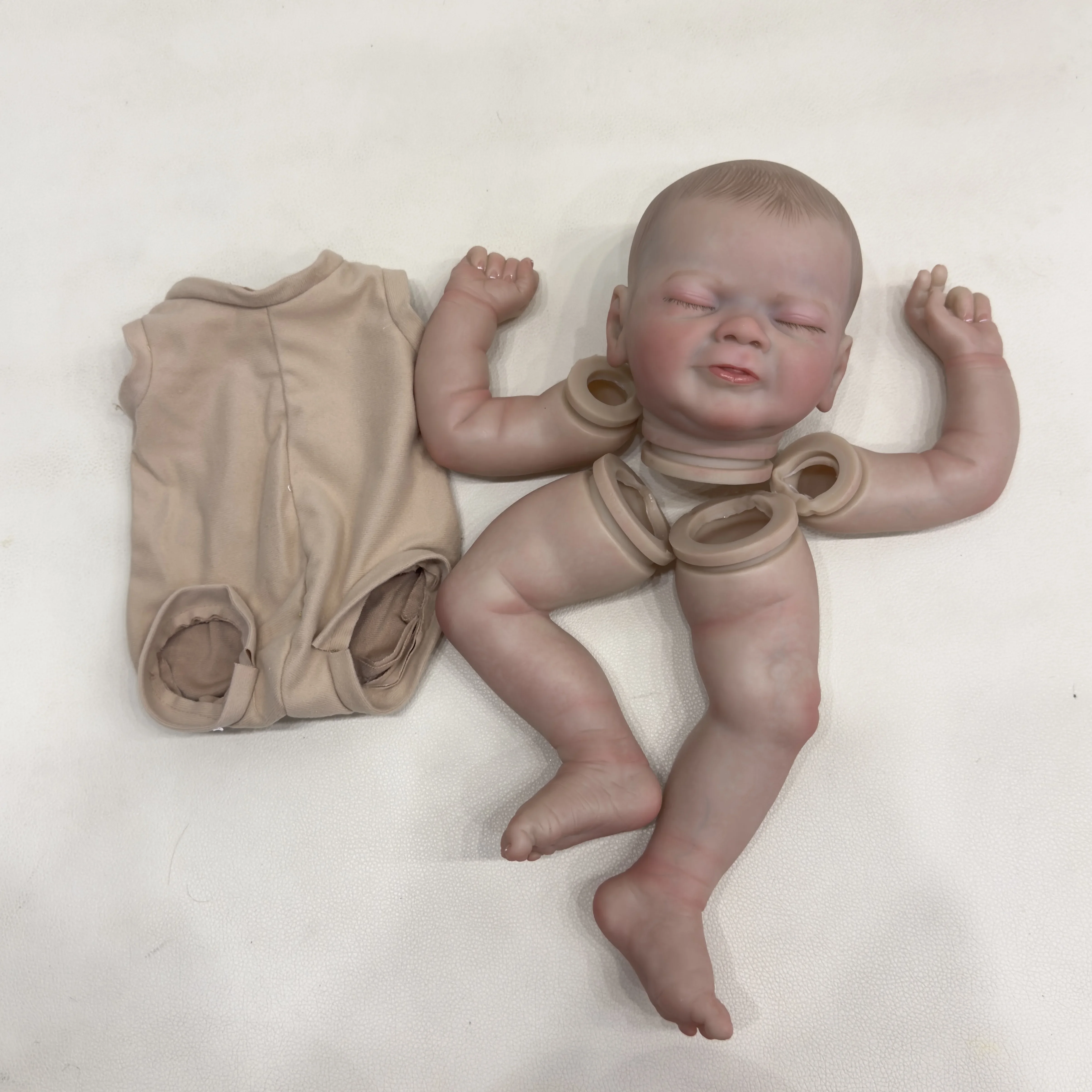 NPK 19inch Romy Reborn  Asleep kit Lifelike Newborn Baby Doll Has painted Doll kit Unfinished Doll parts