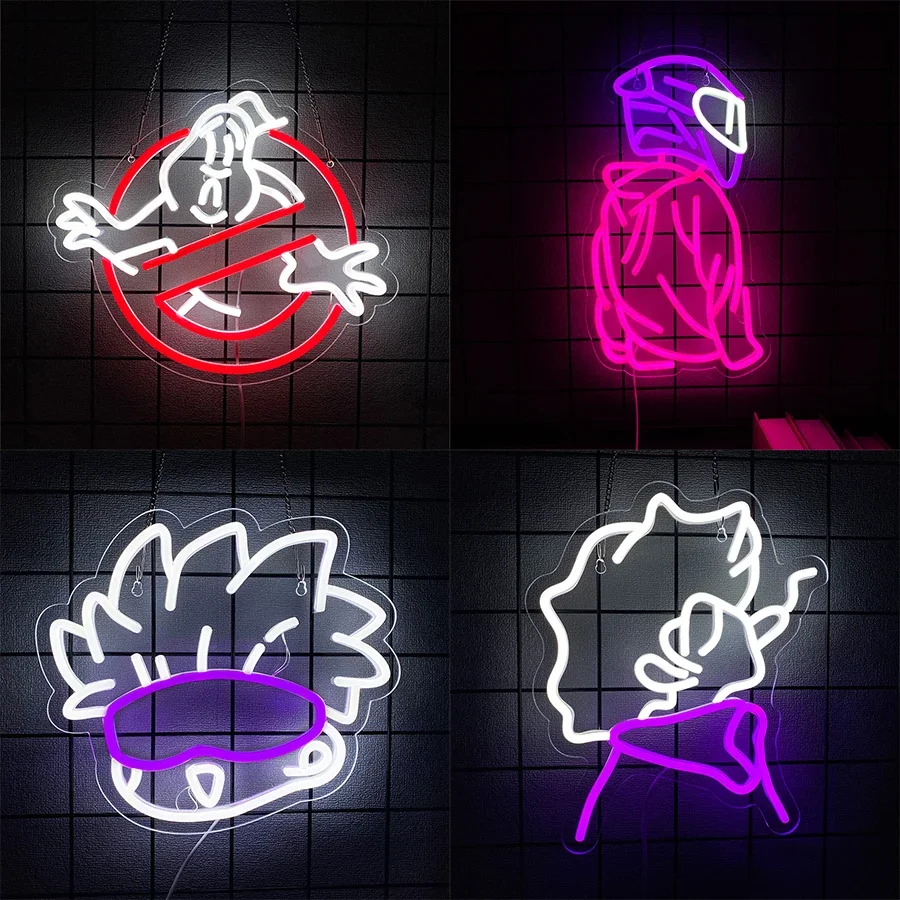 

Аксессуары для домашнего декора, украшение комнаты, персонаж мультфильма, неоновая светодиодная вывеска на стене, спальня, человек, молодежь, анимация на день рождения, значок