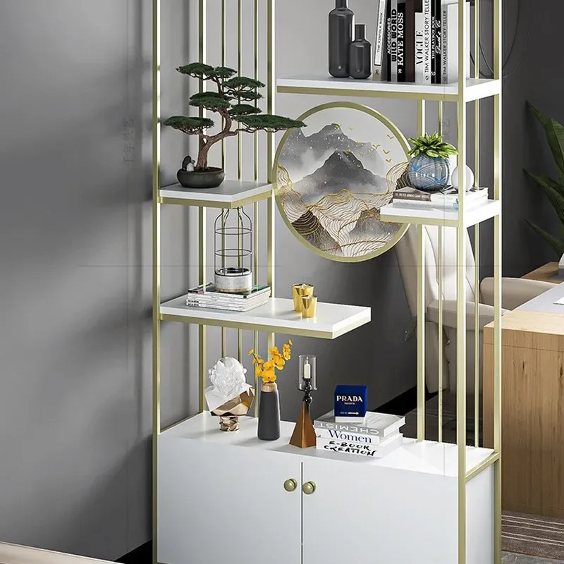 Modern Wrought Iron Bookshelf Floor to Ceiling Metal Display Shelf Simple Living Room Entrance Partition Multi Layer Storage