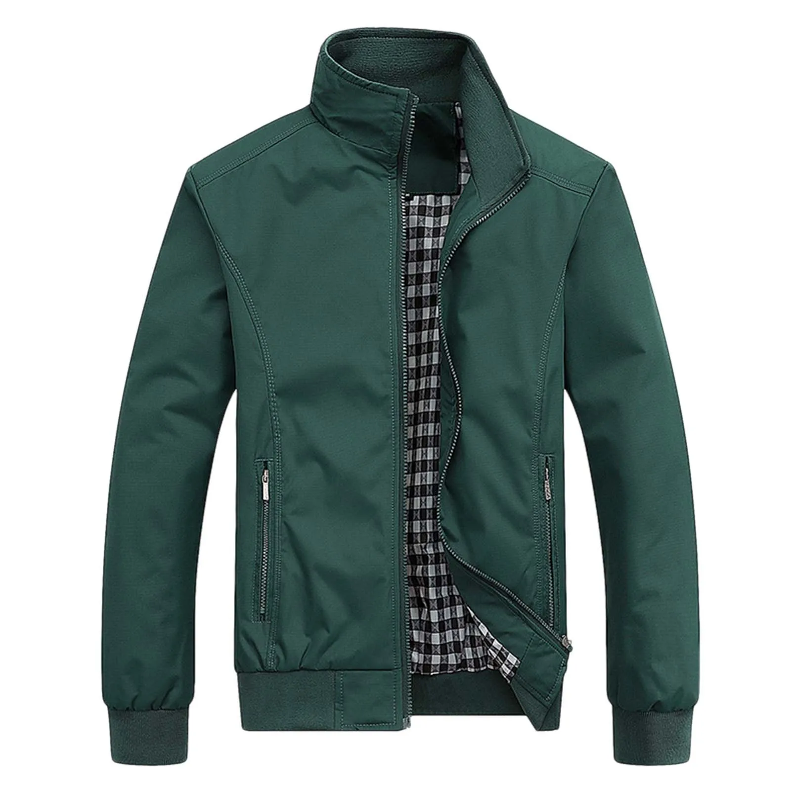 Chaquetas lisas de negocios para hombre, chaqueta de trabajo con cuello levantado, cremallera, talla grande, primavera y otoño, nueva moda, 2024