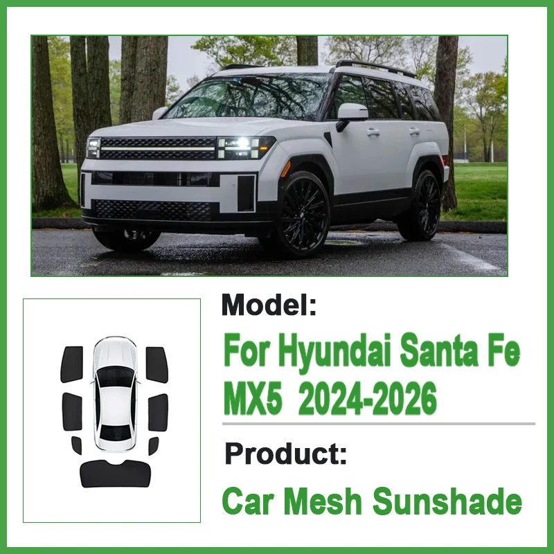 

For Hyundai Santa Fe MX5 2025 Accessories MK4 2024 2026 Car Mesh Sunshades Windshield Curtain Side Window Cover Sunshade Bodykit